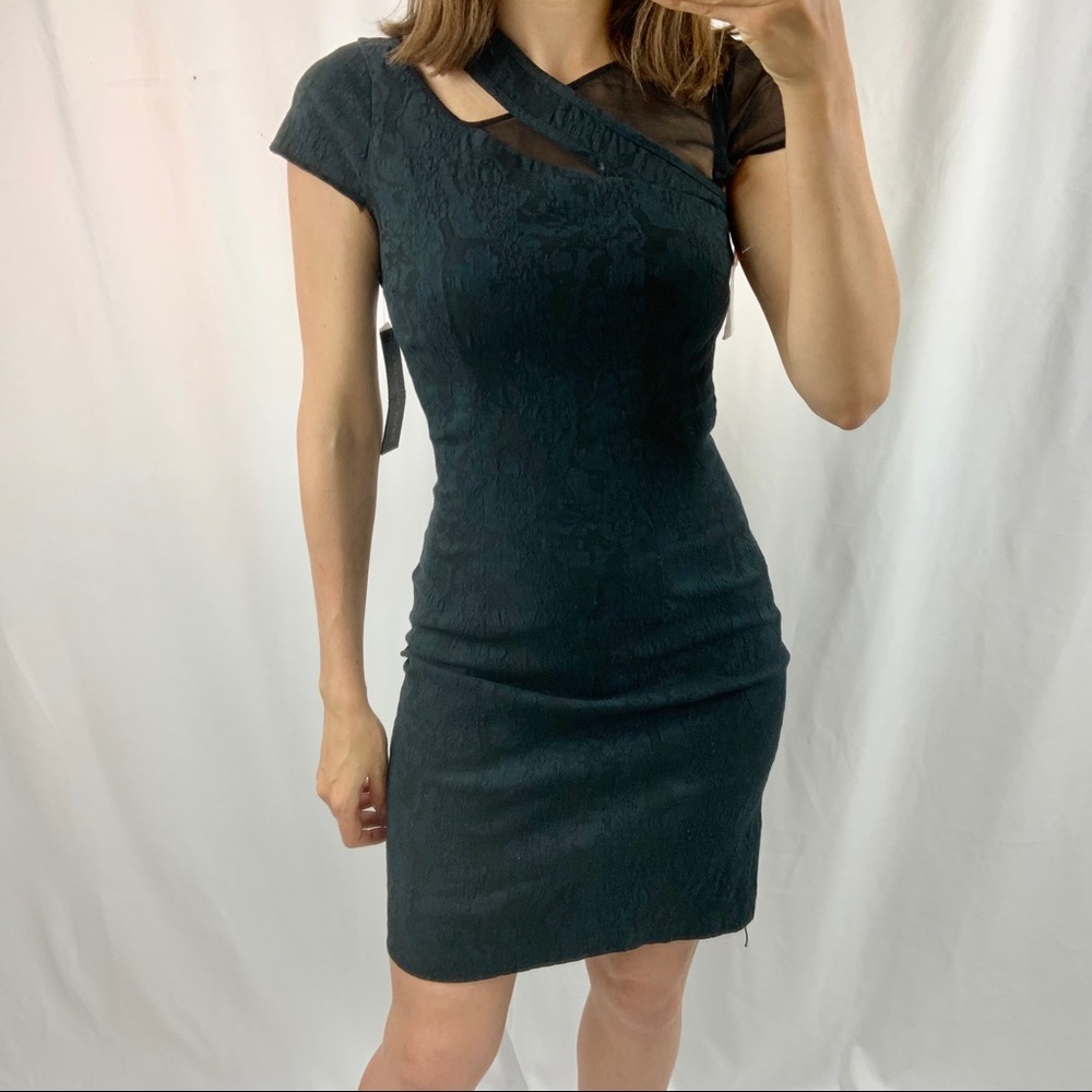 Andrew Marc sz 0 black navy stretch dress